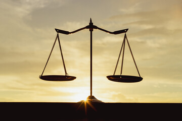 Scales of justice, Symbol of law and justice concept.