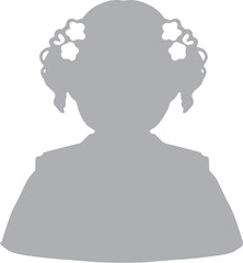 七五三女の子3歳シルエット着物和装のアイコンイラスト　グレー