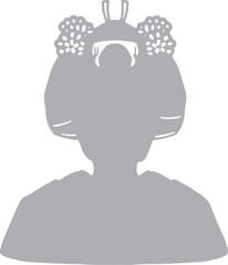 文金高島田の花嫁シルエット着物和装のアイコンイラスト　グレー