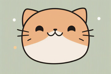 Happy cat face, white background