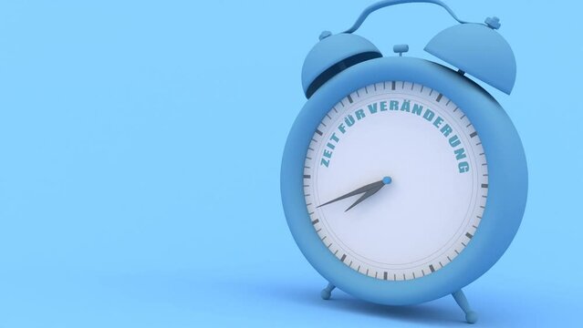 Cosmetology And Psychology Concept. Abstract Geometry Shapes. Alarm Clock With Time For Change Phrase By German Language. 3D Render