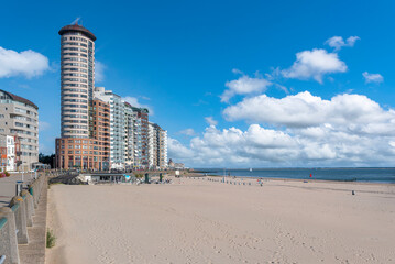 Strand und Stadtbild von Vlissingen. Provinz Zeeland in den Niederlanden