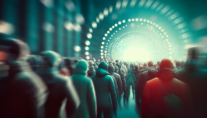 Futuristic city-centered hyper loops gateway, AI machine learning, digital cyber community,metaverse or new world globalization generative ai technology