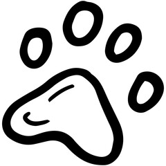 Paw print linear doodle icon