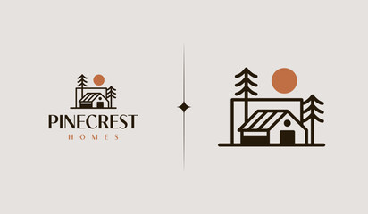 Pine House Logo. Universal creative premium symbol. Vector sign icon logo template. Vector illustration