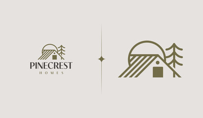Pine House Logo. Universal creative premium symbol. Vector sign icon logo template. Vector illustration
