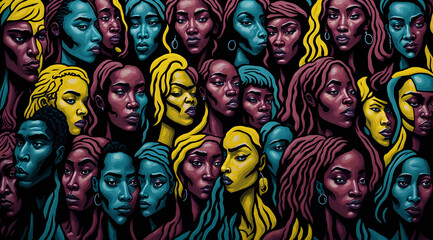 A vibrant mural of people of all races and ethnicities