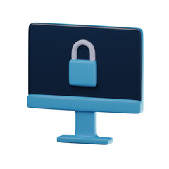 3D Locked Computer Illustration