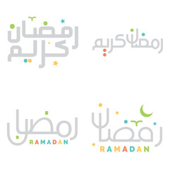 Ramadan Mubarak & Kareem Greetings in Arabic Calligraphy for Muslims.