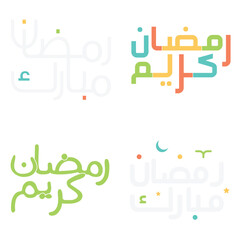 Ramadan Kareem Greeting Card with Islamic Arabic Typography Design.