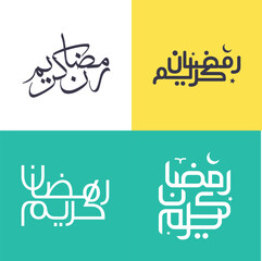 Celebrate Ramadan Kareem with Simple and Elegant Arabic Calligraphy Pack Vector Illustration.