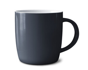 Black ceramic mug isolated on empty background
