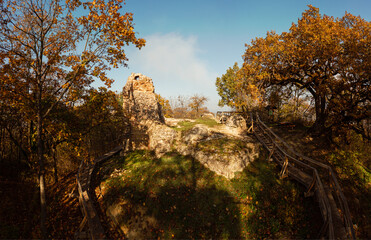 Ancient castle ruins near by lake Balaton in Hungary. The name is Kereki fort ruin.