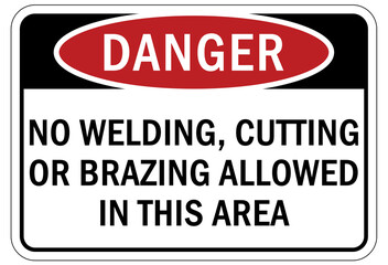 Welding hazard sign and labels no welding, cutting, or blazing allowed in this area