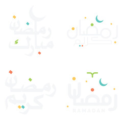 Vector Illustration of Ramadan Kareem Greetings in Arabic Calligraphy.