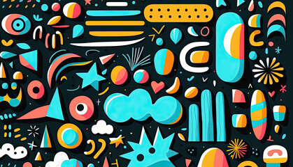 Abstract doodle pattern background - Generative AI