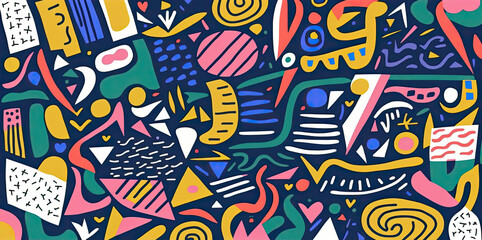 Fototapeta premium Abstract doodle pattern background - Generative AI