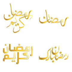 Golden Ramadan Kareem Arabic Calligraphy Vector Design for the Holy Month of Ramadan.