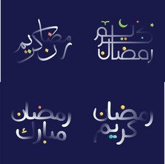 Colorful Ramadan Kareem Calligraphy in White Glossy Effect for Islamic Festive Banners and Cards