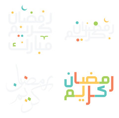 Islamic Month of Ramadan: Ramadan Kareem Vector Illustration with Calligraphy.