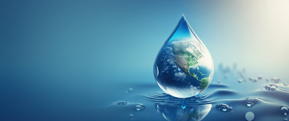 water drop with earth , World Water Day , Generative Ai