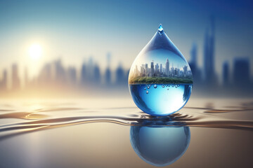 drop of water on city background ,Generative Ai