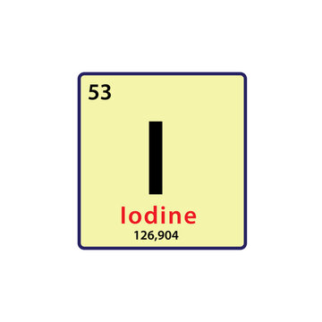Iodine element periodic table icon vector logo design template