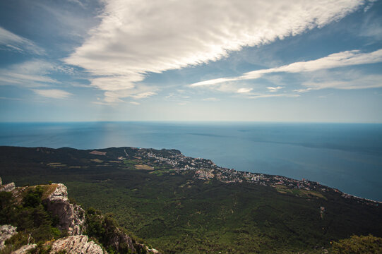 Mountain landscape in summer on the Crimean Peninsula on the background of the sky and clouds