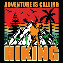 Adventure Is Calling Hiking, Vintage Hiking T-Shirt, Adventure T-Shirt, Mountain T-Shirt, Retro T-Shirt.