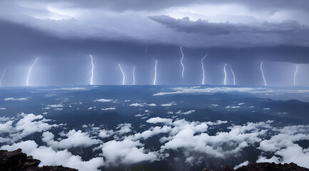 A majestic view of a thunderstorm from a mountaintop on World Meteorology Day.