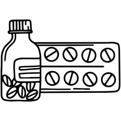 Tablets in a jar and in a blister vector icon