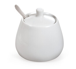 Pote de açúcar de porcelana em fundo transparente - açucareiro branco em fundo transparente