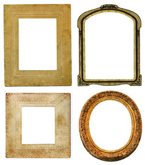 set of Vintage wooden  photo frames isolated background