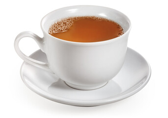 xícara de porcelana com chá em fundo transparente