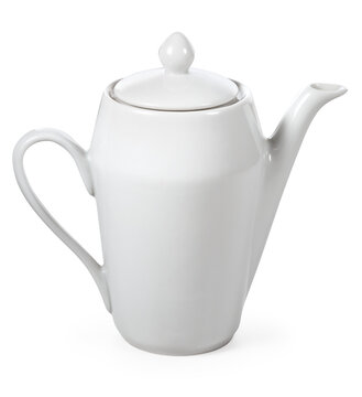 bule de porcelana branco em fundo transparente - chaleira de cer&acirc;mica em fundo transparente