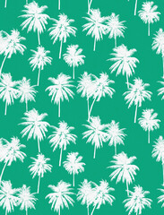 Abstract Grunge Textured Coconut Palm Trees Silhouettes Seamless Pattern Trendy Fashion Colors Natural Surface Tropical Background Design Perfect for Allover Fabric Print or Wrapping Paper