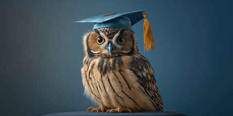 an owl with a graduation cap, generative ai