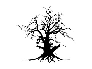Fototapeta premium Black Trees and root with leaves look beautiful and refreshing. Tree and roots LOGO style