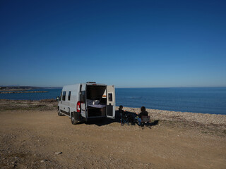 van on the beach