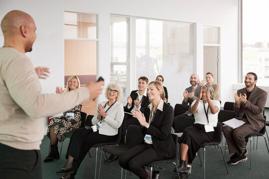 Man having presentation during business seminar