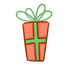 red present box with green bow