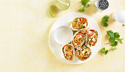 Tortilla wraps with chicken and vegetables