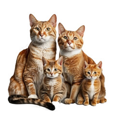 family cats isolated on white