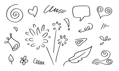 hand drawn arrow, leaves, speech bubble, heart, light, king,