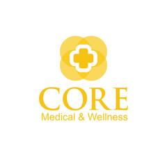 circle medical health clinic logo design full color illustration