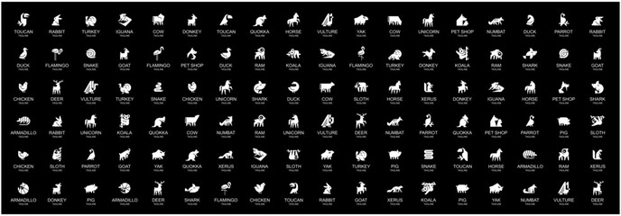 Animals logos collection. Animal logo set. Geometrical abstract logos. Icon design	