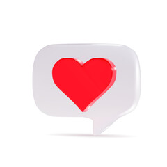 Heart with a cloud. icon like in 3d rendering. vector illustration
