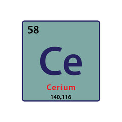 Cerium element periodic table icon vector logo design template