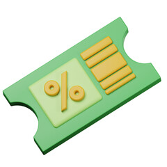 discount voucher icon 3d render isolated on white background