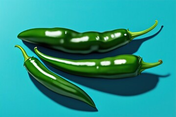 Jalapeno on a blue background. For design. AI Generated.